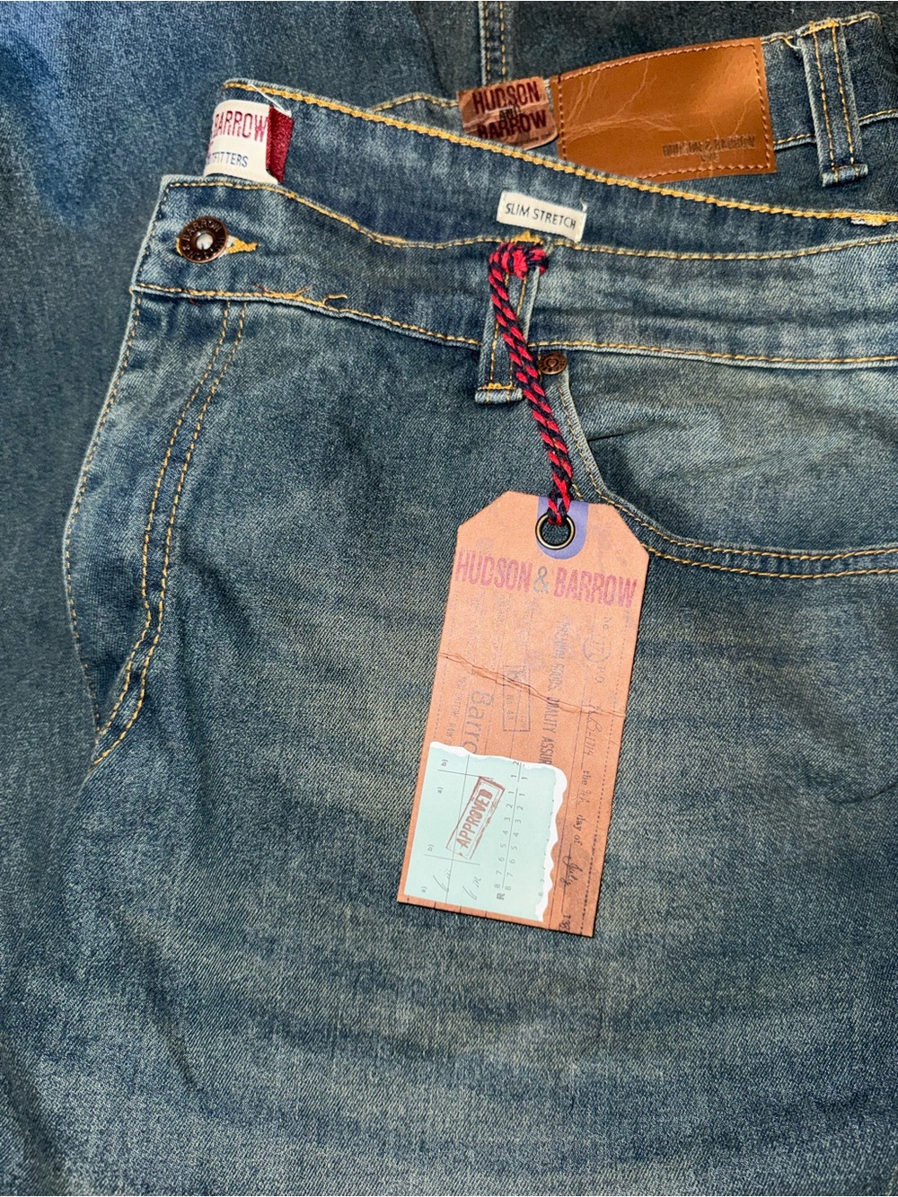 Hudson & Barrow NYC Men's Slim Straight Jeans in smoke Blue 42x30